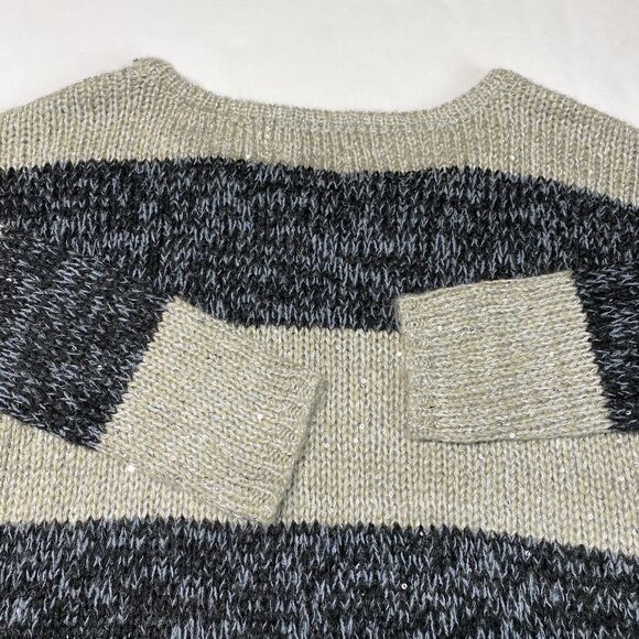 LOFT Striped Sequin Sweater Sz Small Multicolor Long Sleeve Wool/Alpaca Blend - Picture 7 of 8